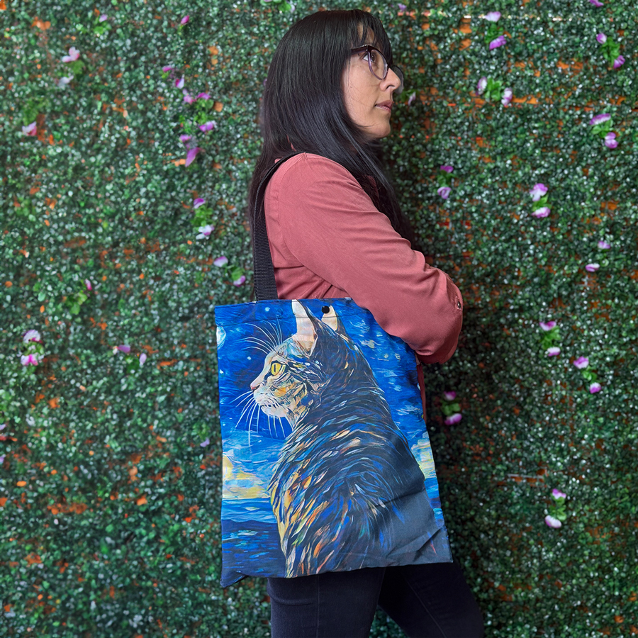 Totebag Gato Van Gogh Impermeable - Imagen 2