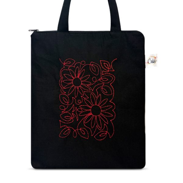 Totebag Bordada a Mano Margaritas Rojas
