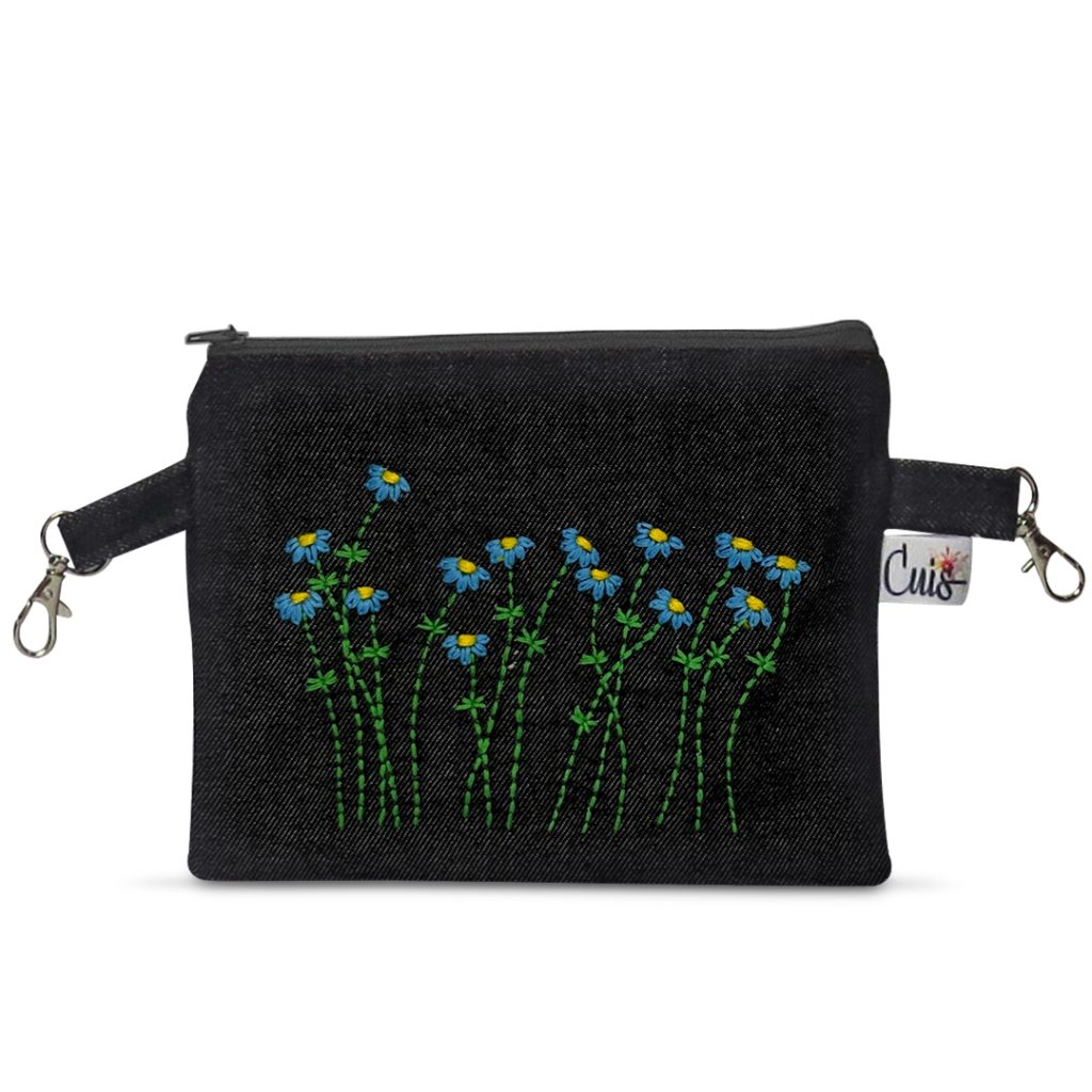 Cangurera Bordada a mano Celeste