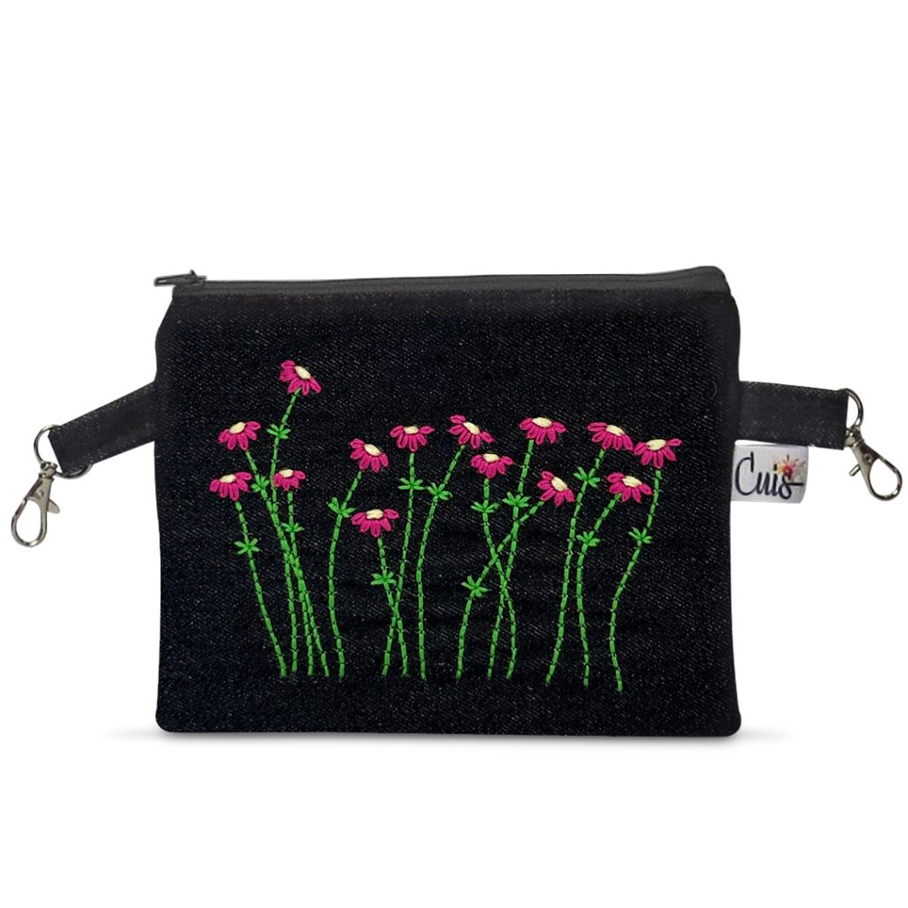 Cangurera Bordada a mano Fucsia