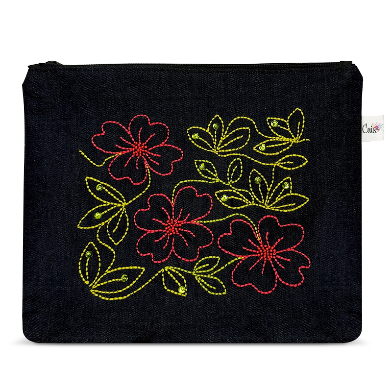 Cosmetiquero Floreado XL  Bordado a mano