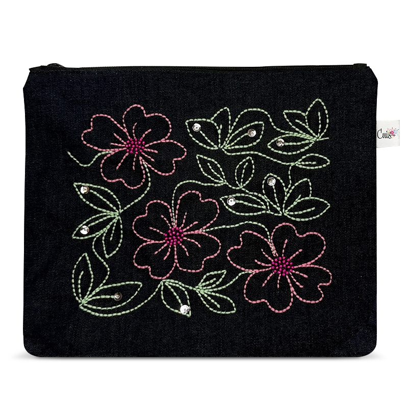 Cosmetiquero Floreado XL  Bordado a mano