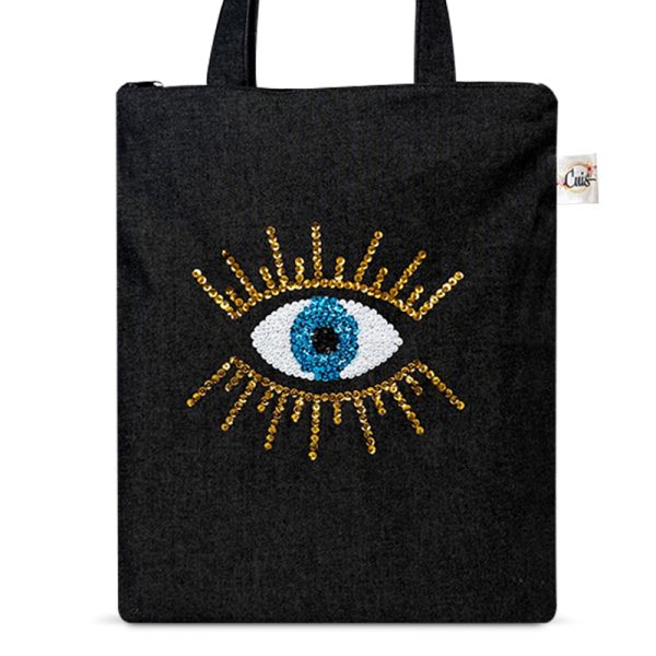 Totebag Ojo de Horus Dorado Bordada a mano