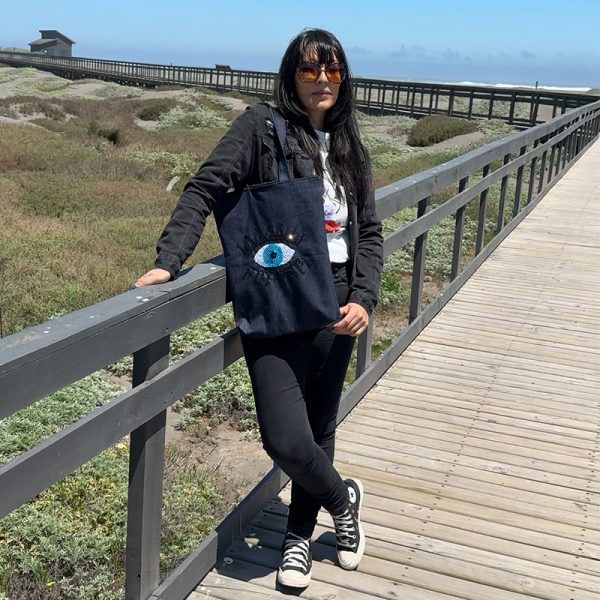 Totebag Ojo de Horus Dorado Bordada a mano