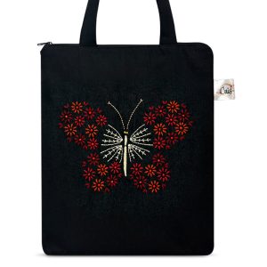 Totebag Mariposa Cuis Bordada a Mano Color Rojo
