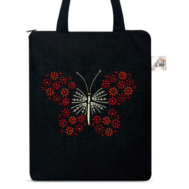 Totebag negra bordado a mano