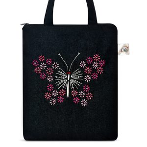 Totebag Mariposa Cuis Bordada a Mano Color Rosado