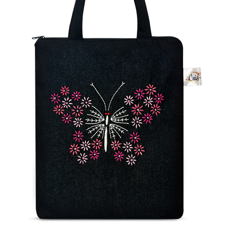 Totebag negra bordado a mano