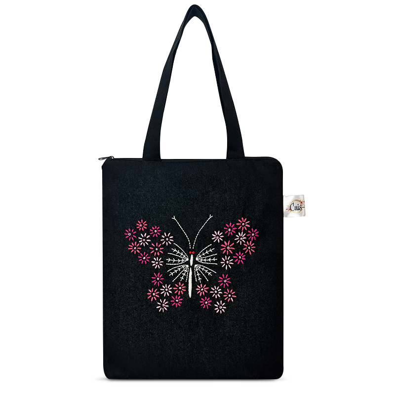 Totebag negra bordado a mano
