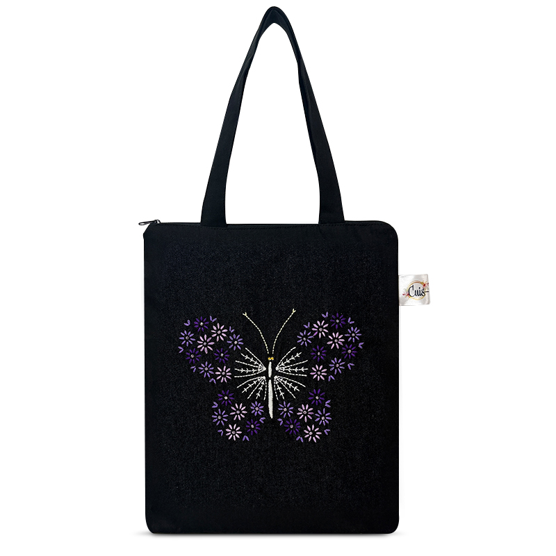 Totebag negra bordado a mano