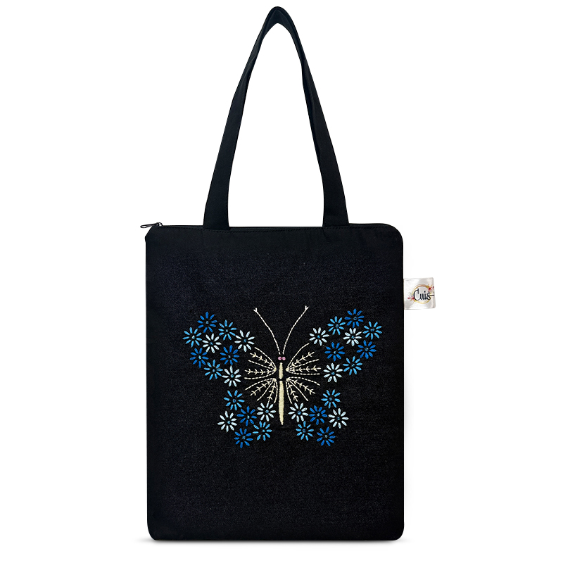Totebag negra bordado a mano