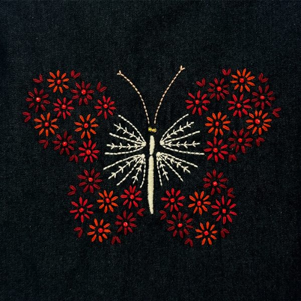 Totebag Mariposa Cuis Bordada a Mano Color Rojo