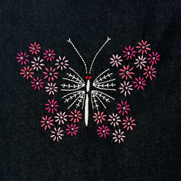 Totebag Mariposa Cuis Bordada a Mano Color Rosado