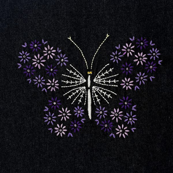 Totebag Mariposa Cuis Bordada a Mano Color Morado