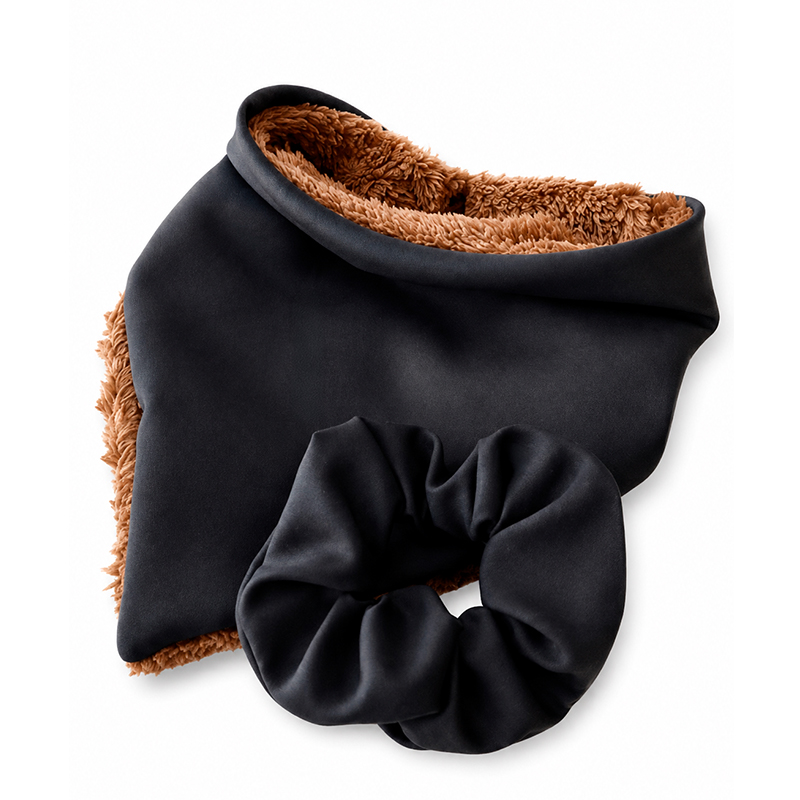 Bandana + Scrunchie negra-café