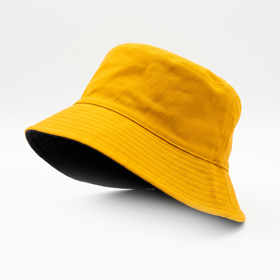 Gorro Pescador Unisex Reversible de Algodón Amarillo-Negro