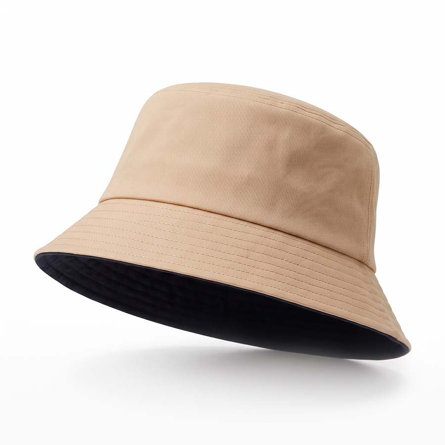 Gorro Pescador Unisex Reversible de Algodón Café-Negro