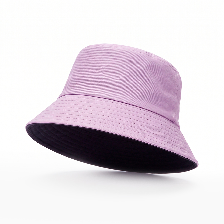 Gorro Pescador Unisex Reversible de Algodón Morado-Negro