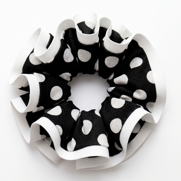 Scrunchie L Lunares con Sesgo Blanco