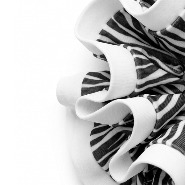 Scrunchie L Animal print Cebra con Sesgo blanco