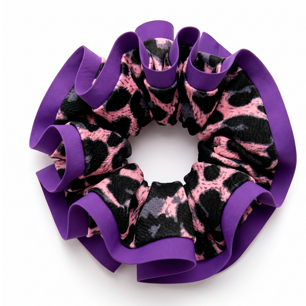 Scrunchie L Animal print  con Sesgo Morado