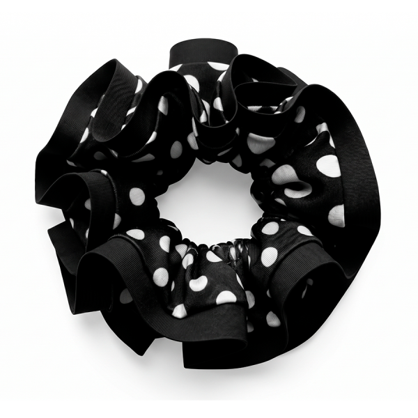 Scrunchie L Lunares blancos con Sesgo negro
