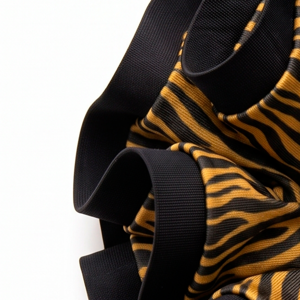 Scrunchie XL Animal print Cebra con Sesgo negro
