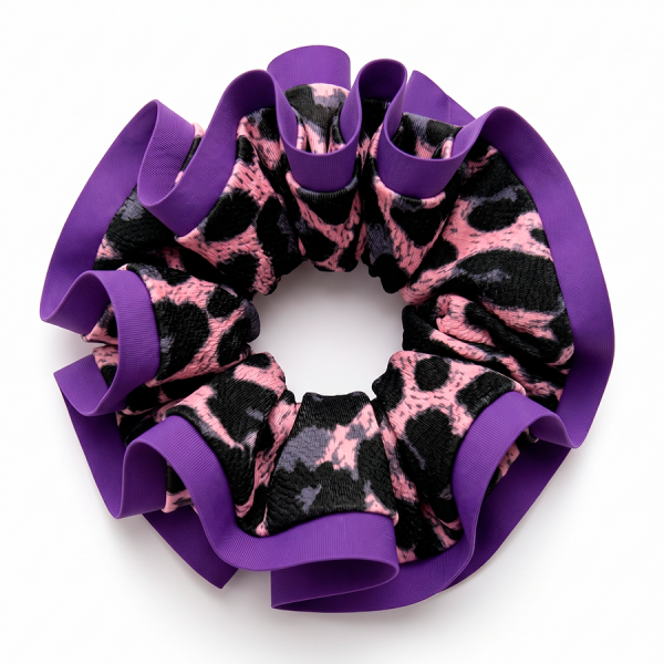 Scrunchie XL Animal print  con Sesgo Morado