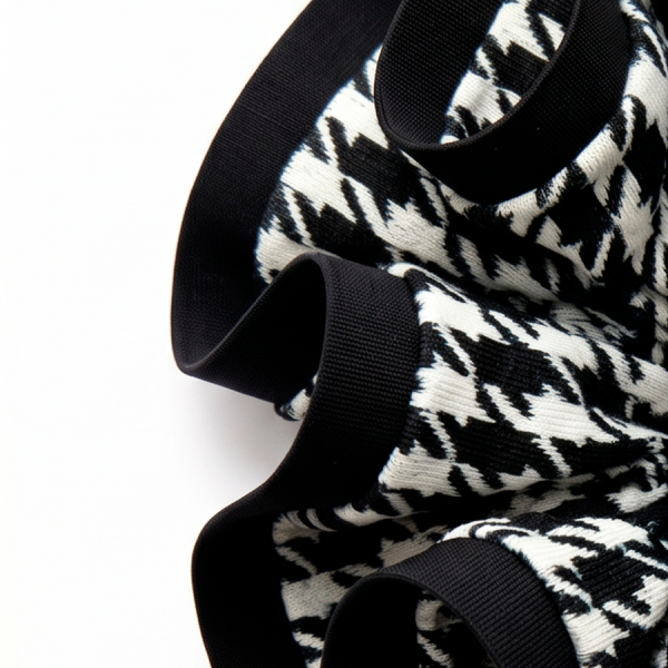 Scrunchie XL Patron Negro-Blanco con Sesgo negro